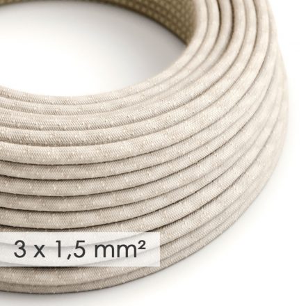  Large cross section electrical cable 3x1.50 round - Natural Neutral Linen RN01 covered