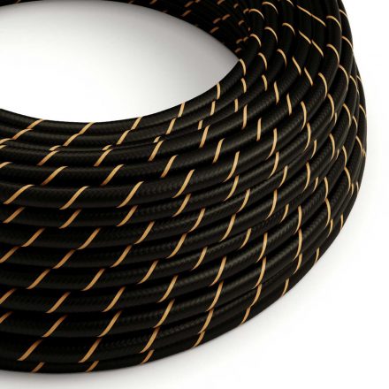  Shiny black and gold Vertigo textile cable - The original creative cables - ERM42 round 2x0.75mm / 3x0.75mm