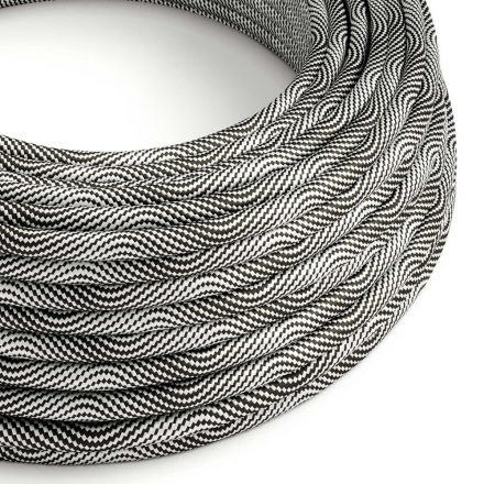  Glossy optical black and silver vertigo textile cable - The original creative cables - ERM64 round 2x0.75mm / 3x0.75mm