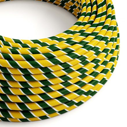 Bright Green and Yellow Regimental Vertigo Textile Cable - The Original Creative Cables - ERM69 Round 2x0.75mm / 3x0.75mm