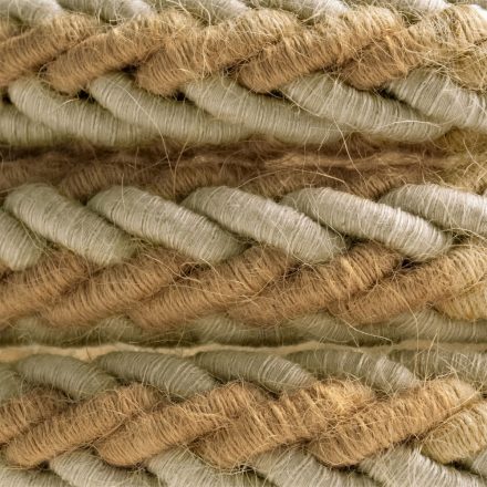  2XL jute and natural gray linen twisted rope cable, 2x0.75 electric cable. 24 mm in diameter