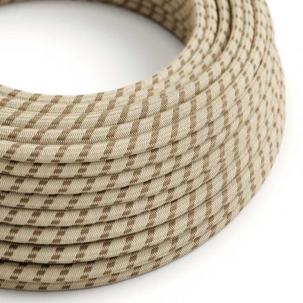  Bark and beige striped textile cable - The original creative cables - RD53 round 2x0.75mm / 3x0.75mm