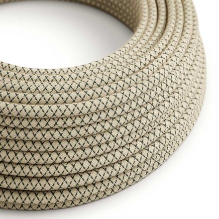  Anthracite Gray and Beige Cross Textile Cable - The Original Creative Cables - RD64 Round 2x0.75mm / 3x0.75mm