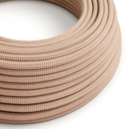  Antique Pink and Beige Zigzag Textile Cable - The Original Creative Cables - RD71 Round 2x0.75mm / 3x0.75mm