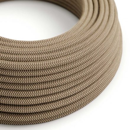  Bark and beige zigzag textile cable - The original creative cables - RD73 round 2x0.75mm / 3x0.75mm