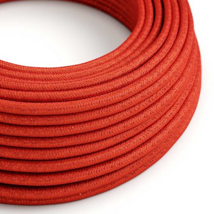  Bright fiery red glittering textile cable - The original creative cables - RL09 round 2x0.75mm / 3x0.75mm