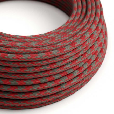  Cotton fire red and gray houndstooth textile cable - The original creative cables - RP28 round 2x0.75mm / 3x0.75mm