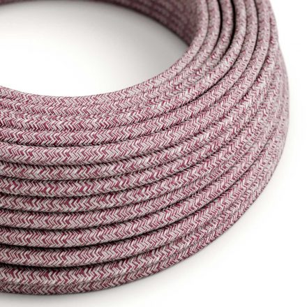  Burgundy tweed shiny zigzag textile cable - The original creative cables - RS83 round 2x0.75mm / 3x0.75mm