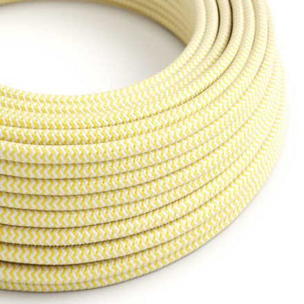 Bright corn yellow and otical white zigzag textile cable - The original creative cables - RZ10 round 2x0.75mm / 3x0.75mm