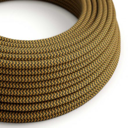  Cotton Golden Honey and anthracite gray textile cable - The original creative cables - RZ27 round 2x0.75mm / 3x0.75mm