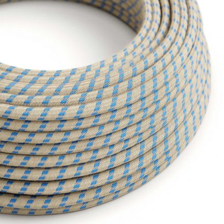  Steward blue and beige striped textile cable - The original creative cables - RD55 round 2x0.75mm / 3x0.75mm