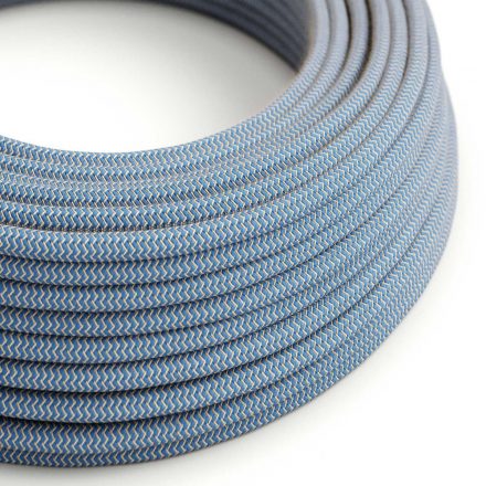  Steward blue and beige zigzag textile cable - The original creative cables - RD75 round 2x0.75mm / 3x0.75mm