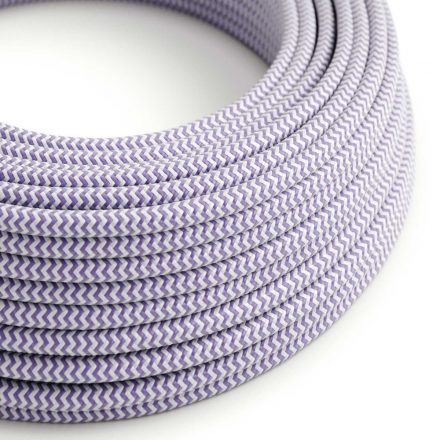  Bright lavender and optical white textile cable Zig-Zag - The original creative cables - RZ07 round 2x0.75mm / 3x0.75mm