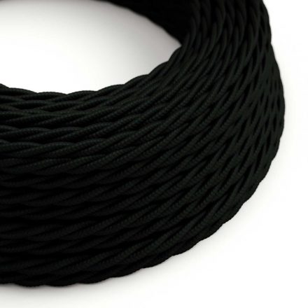  Glossy Carbon Black Textile Cable - The Original Creative Cables - TM04 Braided 2x0.75mm / 3x0.75mm