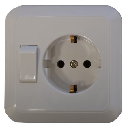  Grounded socket with toggle switch, white 00110