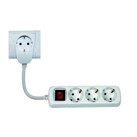  Desktop distributor "Powersplit" with 3+1 switch 2m, overload protection, white 0012392114