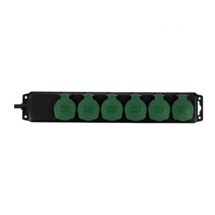  Grounded outdoor distributor 6-way 1.4m, green/black, IP44 0512469555