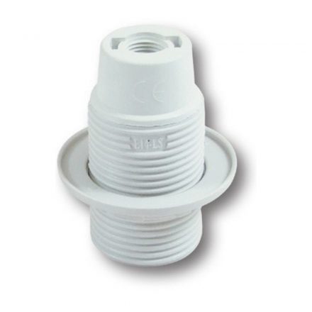  Socket E14, chandelier socket with ring, white 0717H