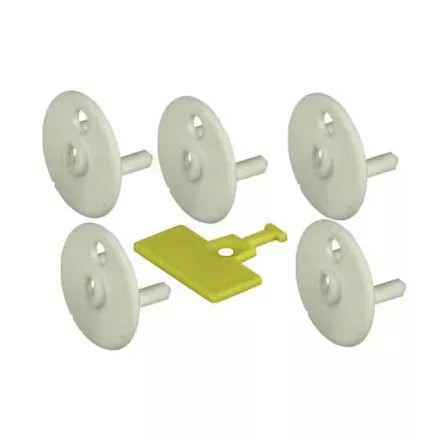  Child protection plug set, with extraction key, white, 5 pcs 09130