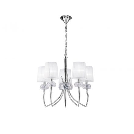  Mantra Loewe Cromo 4631 Chandeliers for Living Room Chrome White Metal Textile