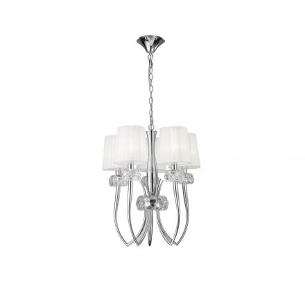  Mantra Loewe Cromo 4632 Chandeliers for Living Room Chrome White Metal Textile