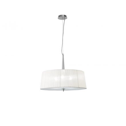  Mantra Loewe Cromo 4639 Chandeliers for Living Room Chrome White Metal Textile