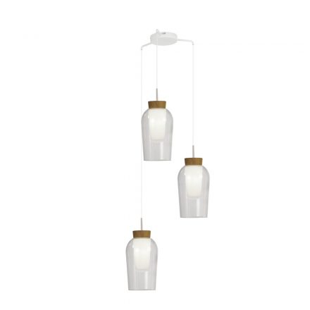 MANTRA-8276 NORA WHITE/WOOD Interior Decorativo Pendant Lamp 3 Lights