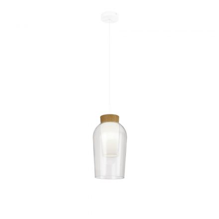 MANTRA-8278 NORA WHITE/WOOD Interior Decorativo Pendant Lamp 1 Light