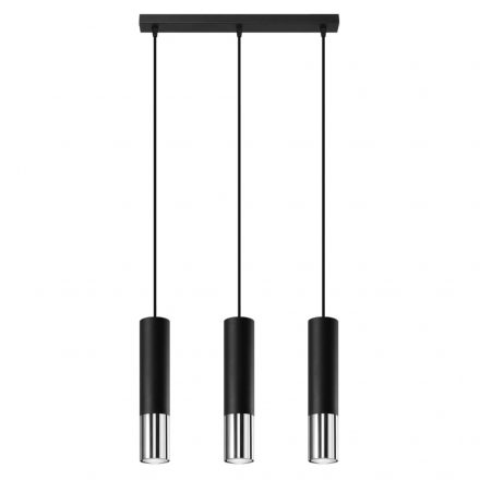 Pendant lamp LOOPEZ 3L black/chrome