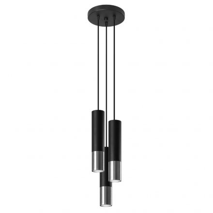 Pendant lamp LOOPEZ 3P black/chrome