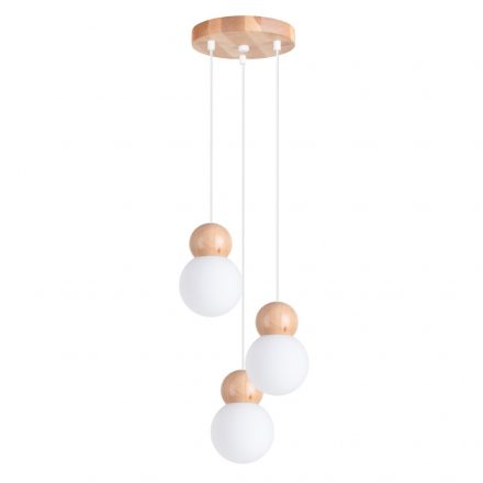 Pendant lamp PEKKA 3P white/natural wood